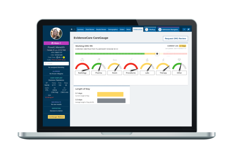 caregauge care variation software ehr screenshot